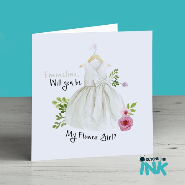 Personalised Flower Girl Card - Flower Girl Proposal - Will You Be My Flower Girl - Classy - Pretty - Wedding Invitation - Ivory Off White