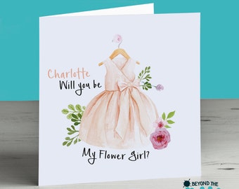 Personalised Flower Girl Card - Flower Girl Proposal - Will You Be My Flower Girl - Cute - Classy - Pretty - Wedding Invitation - Peach