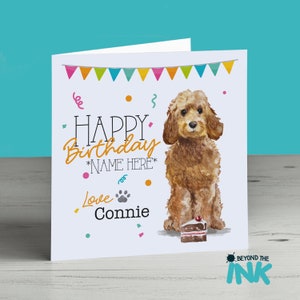 Cockapoo Personalised Birthday Card From The Dog - Dog Birthday Card