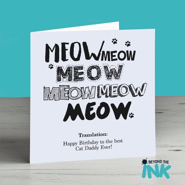 Cat Dad Birthday Card From The Cat - To The Best Cat Daddy - Fur Dad - Cat Parent - Fur Daddy
