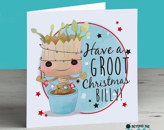 Personalised Christmas Card - Xmas Card Have A Groot Christmas Children's For Son Daughter Cousin Friend Nephew Niece Grandchild Unofficial