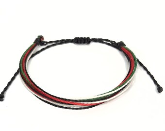 Palestinian Flag Colors String Bracelet: Gaza Donation, Waterproof