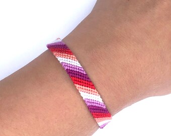 Lesbian pride bracelet, les armband, sunset friendship wristlet, LGBT creation, LGBTQ+ pride, fem jewelry, WLW wristband, new lesbian flag