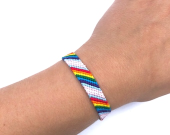 Rainbow and transgender bracelet, double pride bracelet, trans pride friendship bracelet, gay bracelet, two in one bracelet, LGBTQ armband