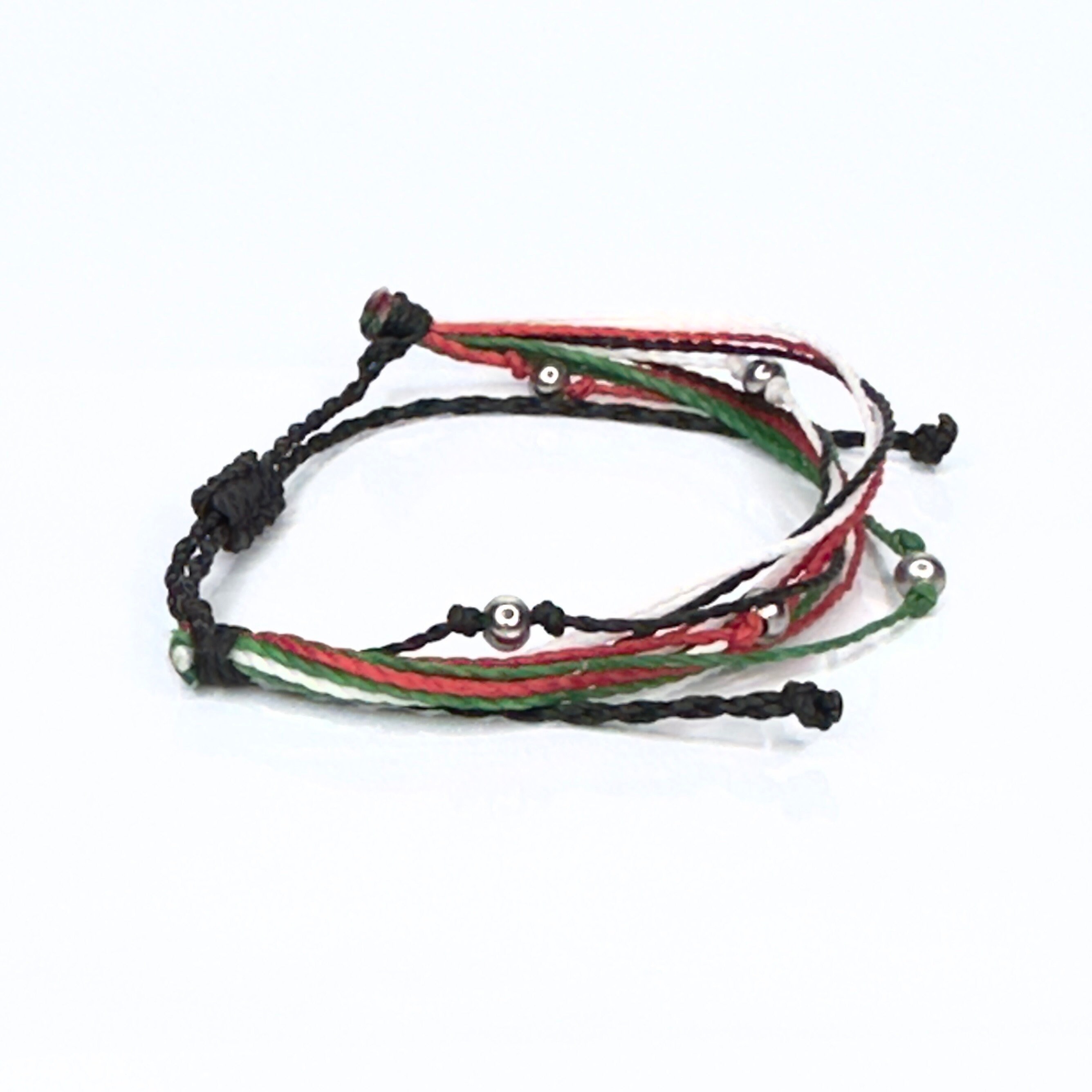 Bracciale con bandiera palestinese con perline, cordino