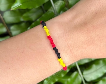 Belgium flag bracelet, wristband for Belgian friend, red black yellow jewelry