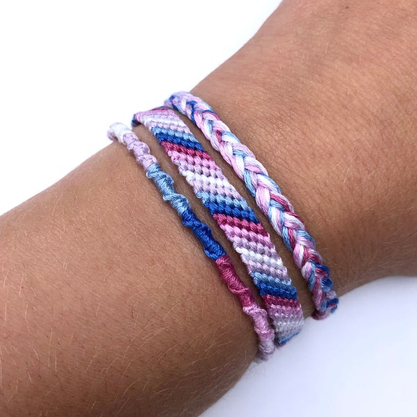 Bigender friendship bracelets, bigender woven armband, set of 3 subtle LGBT pride jewelry,  unisex gift for him or her