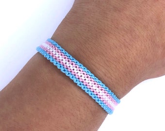 Transgender Pride Woven Bracelet: LGBT Friendship Jewelry