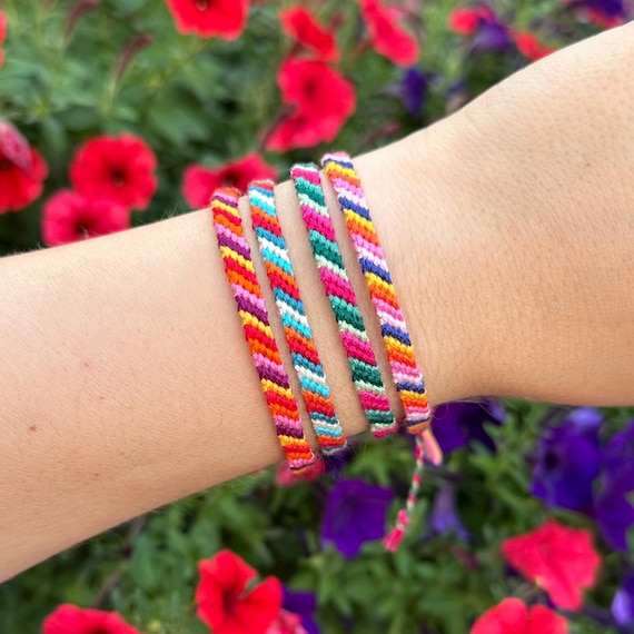 Handmade Striped Friendship Bracelet: Adjustable Cotton Summer