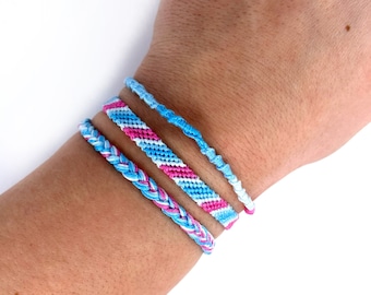 Conjunto de pulseras de la amistad Transmasc: brazaletes de macramé Pride