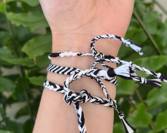 Black and White Sculptural Knot Bracelet - Women Accessories(easy on/off magnet) Our Lady Undoer of Knots Bracelet – CatholicShop.com main image 2