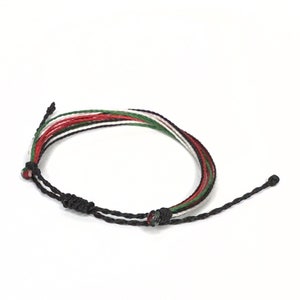 Sudan Flag Bracelet: Adjustable Wax Cord Armband