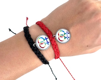Lesbian Pride Bracelet: Braided Armband with Venus Symbol Charm
