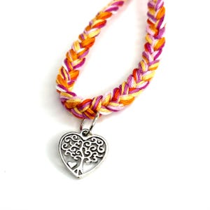 Lesbian Pride Braid Bracelet: Tree of Life Charm, LGBTQ Wristlet