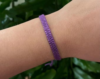 Purple feminist friendship bracelet, equality gift for her, anti-patriarchy wristband, handmade embroidery floss bracelet