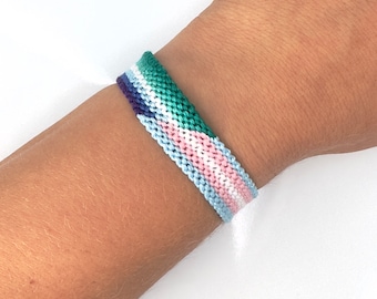 Gay and transgender flags in one bracelet, half and half LGBT pride armband, gift for transgender men