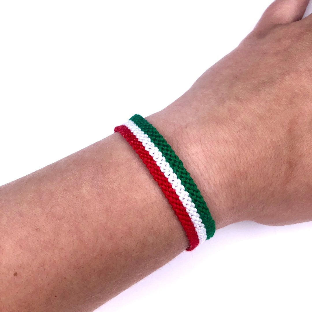 Italy Flag Friendship Bracelet, Hungary Handmade Wristlet, Mexico Flag