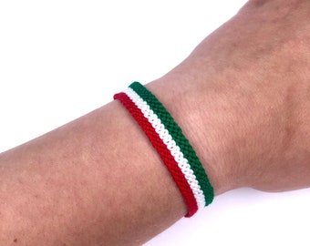 Italy flag friendship bracelet, Hungary handmade wristlet, Mexico flag bracelet, country armband