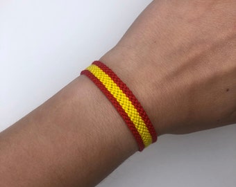 Spain flag friendship bracelet, Spanish handwoven wristlet, Espana patriotic armband, country symbol wristband, Viva Espana macrame bracelet