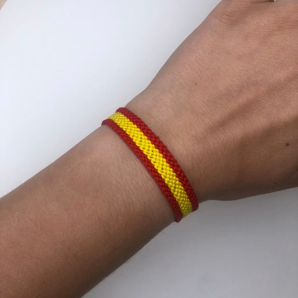 Spain flag friendship bracelet, Spanish handwoven wristlet, Espana patriotic armband, country symbol wristband, Viva Espana macrame bracelet