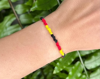 Germany flag bracelet, wristband for German friend, black red yellow jewelry