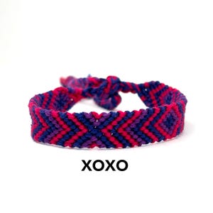 Subtle bisexual friendship bracelet, bi male braid armband, set of 3 pride wristlets, LGBT pride flag, LGBTQ jewelry, women pride month XOXO