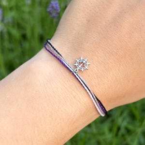 Bracelet chaîne asexuée avec volant et ancre, brassard fierté as, bracelet LGBT