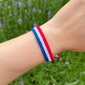 France flag bracelet, French country band, patriotic cotton armband
