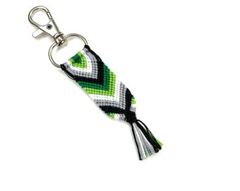 Aromantic pride flag keychain, aro chevron key ring, gift for aromantic men, present for aro women