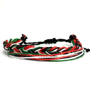 Palestine charity string bracelet, red, black, white, green flag wristlet for him and her