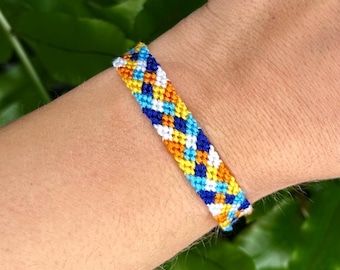 Aroace pride bracelet, plaid LGBTQ+ armband for her, pepita design, adjustable wrist cord for him