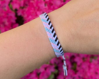 Trans Ally pride bracelet, subtle chevron friendship bracelet, Identity Talisman, gift for LGBTQ+ Supporter