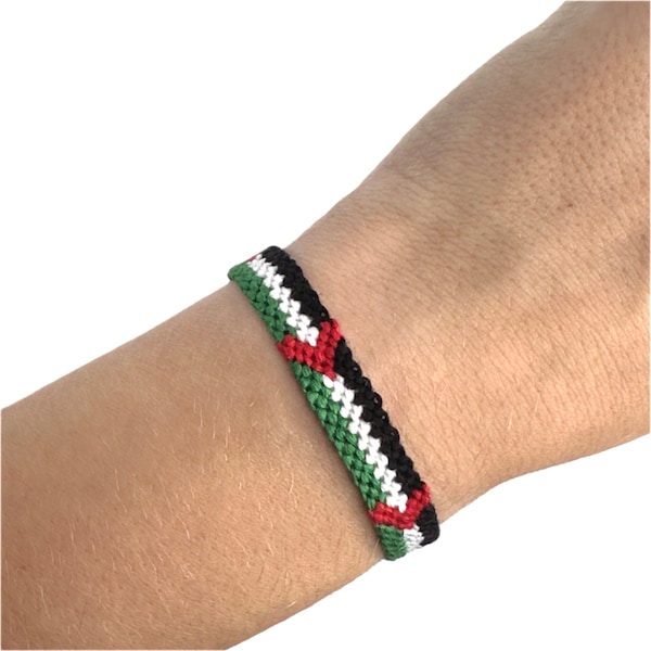 Free Palestine flag bracelet, pro Palestine charity wrist band, show support for Palestinian people in Gaza