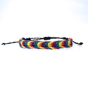 Rainbow Pride Bracelet: Adjustable Wax Polyester LGBTQ Jewelry