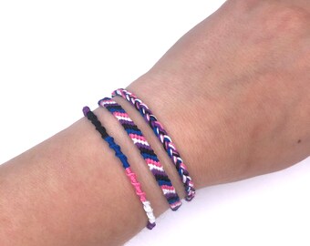 Subtle genderfluid friendship bracelet, braid armband, set of 3 pride wristlet, LGBT flag, man wristband, gender fluid  jewelry, unisex