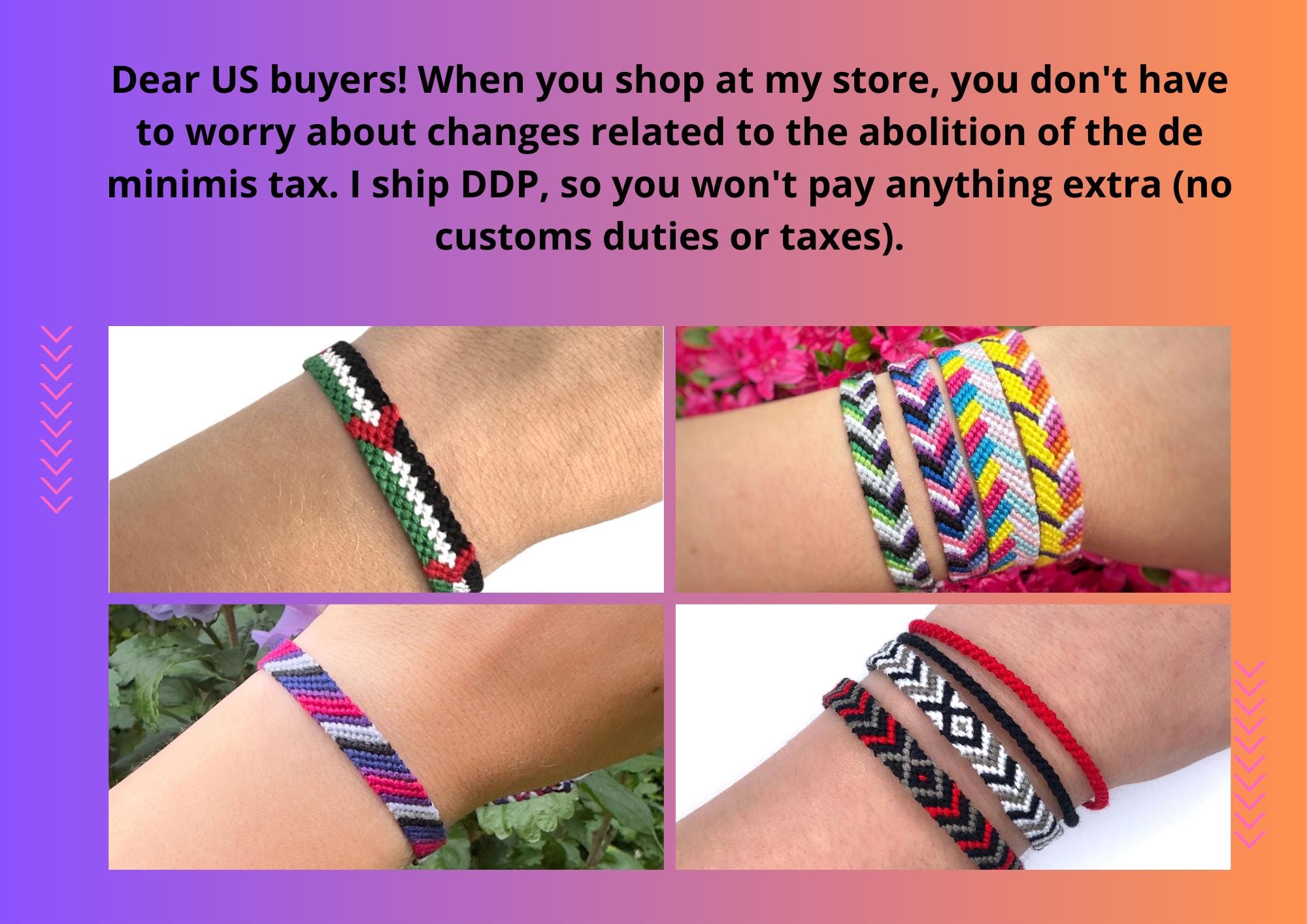 Bracciale Con Bandiera Palestinese: Bracciale In Cotone Fatto A Mano Nei Colori Rosso, Nero, Bianco E Verde, Donazione Di Beneficenza Da Ogni Vendita - Italia - Foto 9