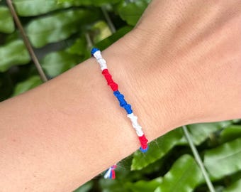 France flag bracelet, wristband for French friend, blue white red jewelry