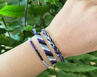 Conjunto de pulseras de la amistad del orgullo asexual: Joyería con la bandera LGBT Ace