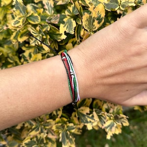 Charity Palestine bracelet with beads, waxed string flag armband, gift for her