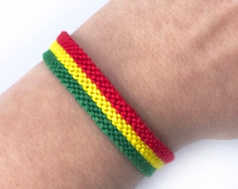 Bracelet fait main couleur reggae, bracelet drapeau du Congo