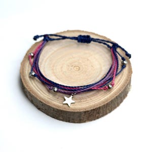 Bisexuellt pride-armband, makramé bisexuell flagga, stjärnberlocksmycken