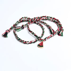 Palestine bracelet with watermelon, twist flag bracelet with charm, free Palestinian people in Palestine