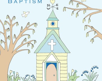 Occasions Baptism Boy greeting card by Emma Lawrence Designs.