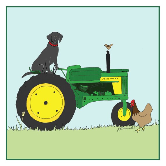 john deere tractor with animals