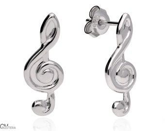 MINNU - music note - silver stud earrings