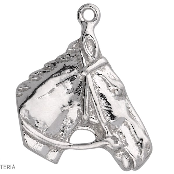 Silver 925 charm pendant horse head W196 (1 piece)