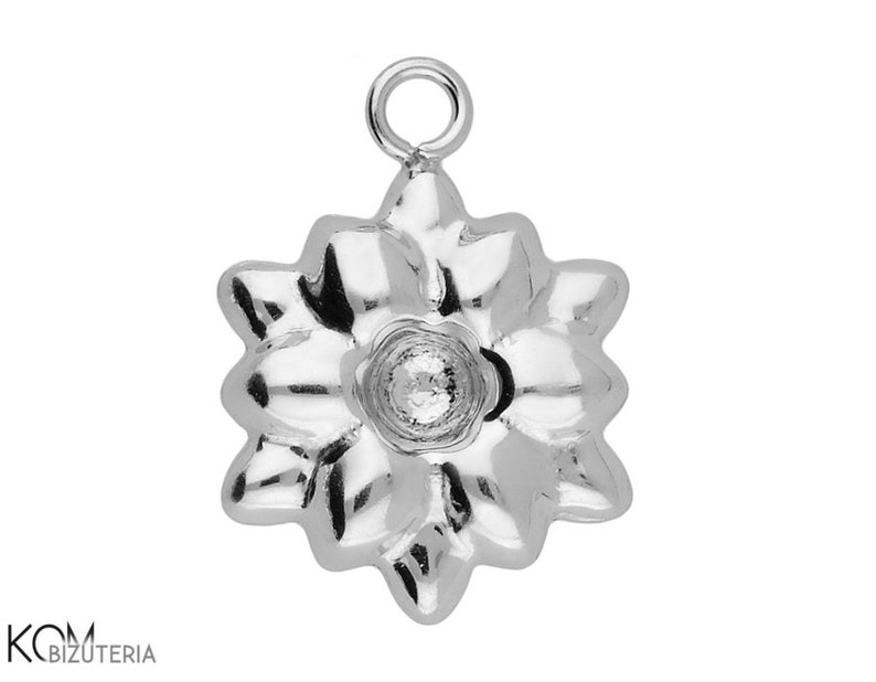 Silver 925 embossed flower charm pendant W 170 1 piece imagen 1