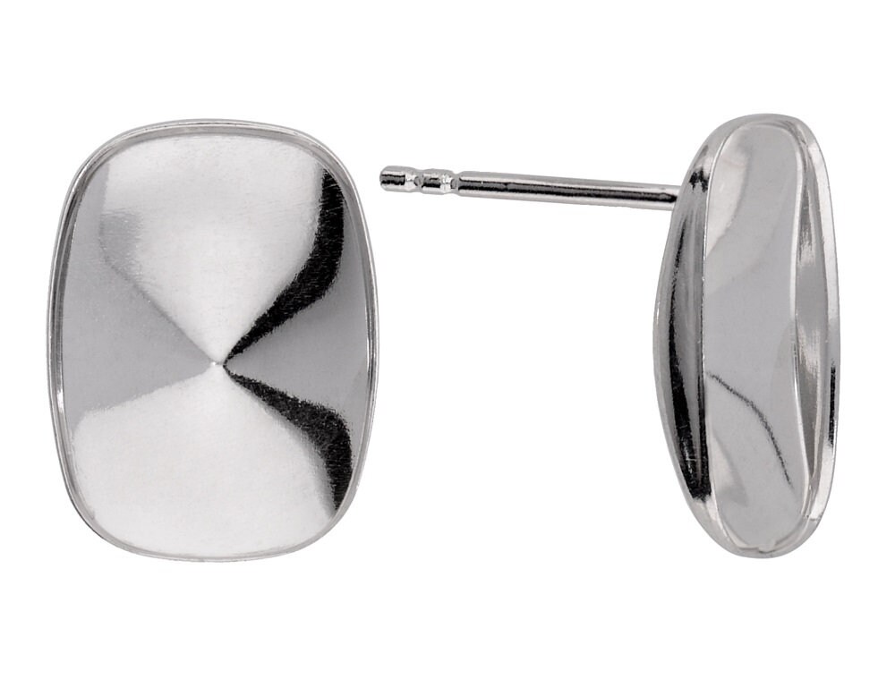 Silver 925 Stud Earrings for Swarovski 4568 14 Mm Rectangle Silver 925 Stud Earrings for Swarovski 4568 14 Mm Rectangle