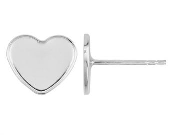 Silver 925 stud earring for Swarovski 2808 10mm heart KH26 (1 pair)