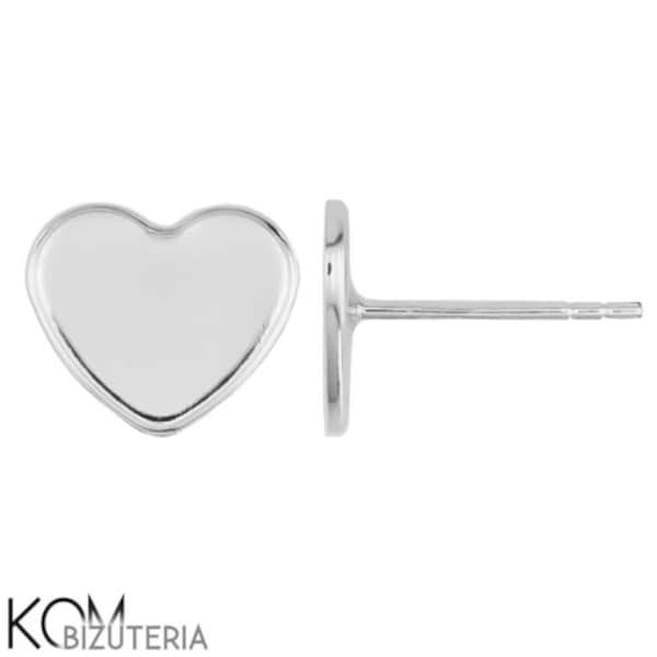 Silver 925 stud earring for Swarovski 2808 10mm heart KH26 (1 pair)